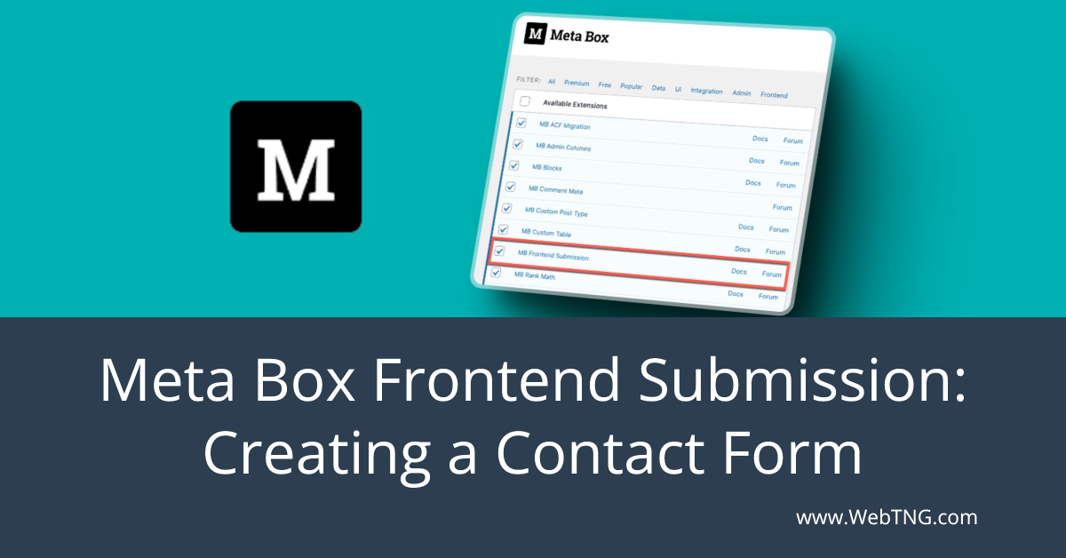 meta box frontend submission