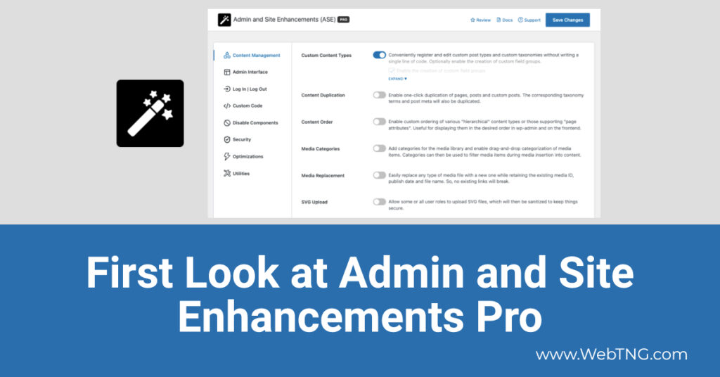 First Look At Admin And site Enhancements Pro