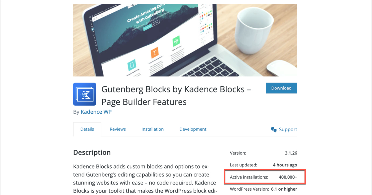 Kadence Blocks 4k Installs Fb
