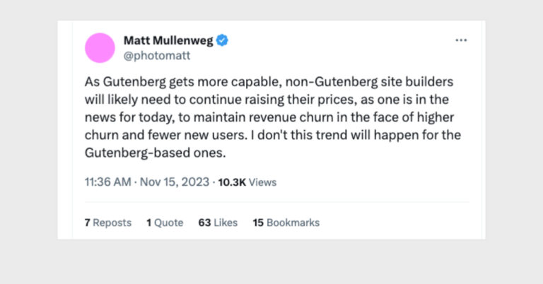 Matt Mullenweg Less Churn With Gutenberg