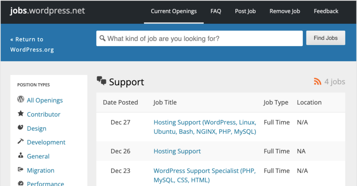 Wordpress Org Job Board