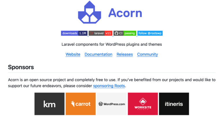 acorn laravel in wp