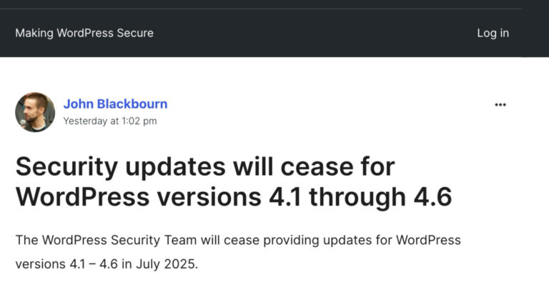 WordPress security backports