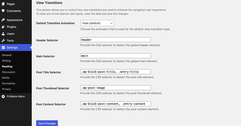 page view transitions