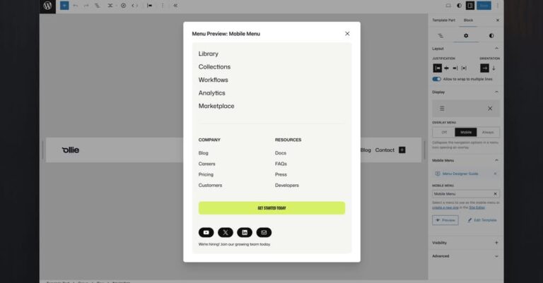 ollie menu designer to be added to core