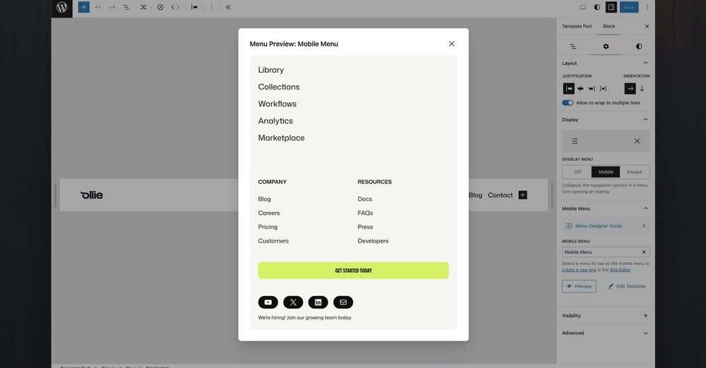 ollie menu designer to be added to core