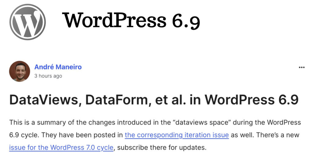 wordpress 6 9 dataviews