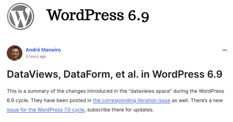 wordpress 6 9 dataviews