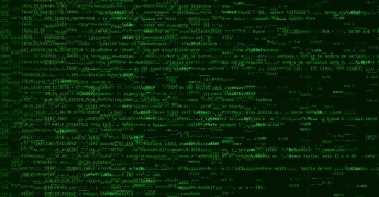 Computer code and data on screen