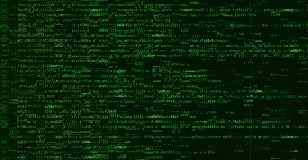 Computer code and data on screen