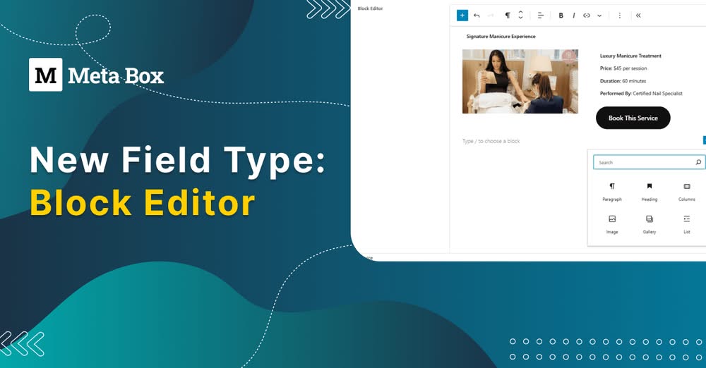 meta box adds a block editor custom field type