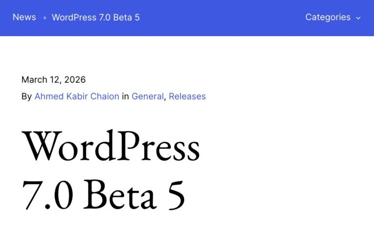wordpress 7 beta 5