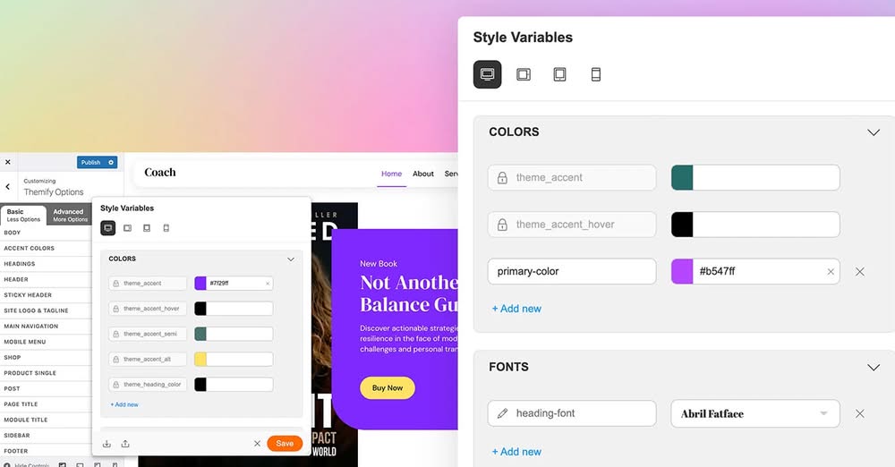 themify adds design variables