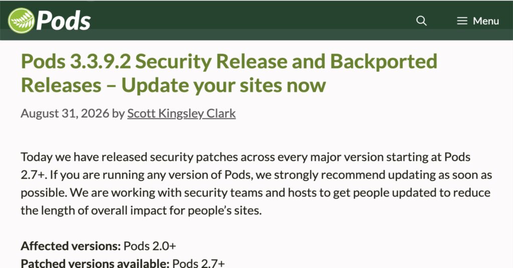 another pods security release