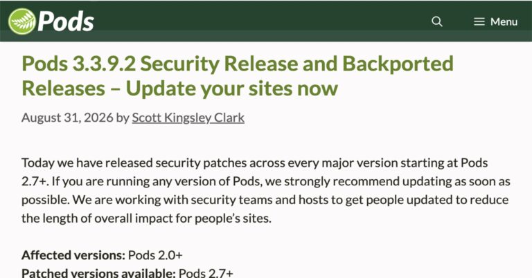 another pods security release