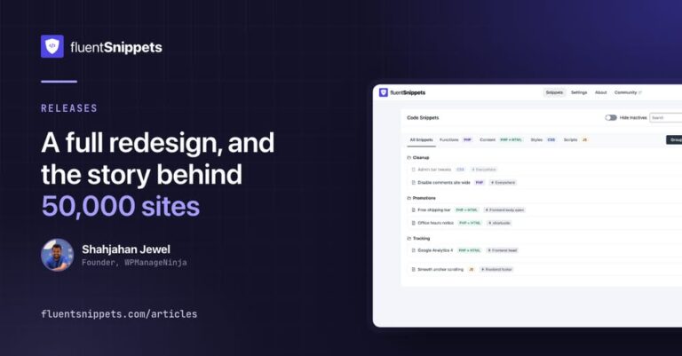 fluentsnippets reaches 50k installs