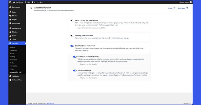 new accessibility lab plugin